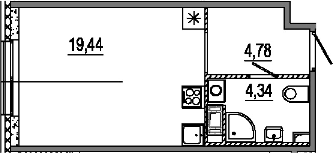 . Вариант № 6641158, 0, площадь - 28.56 квм, цена 12280800 рублей