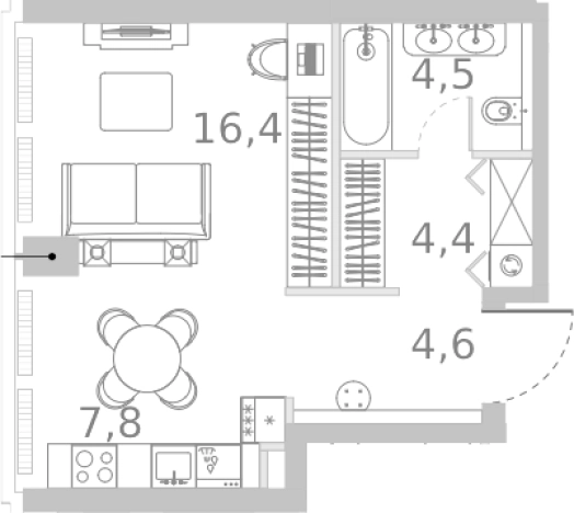 . Вариант № 107436, 0, площадь - 37.7 квм, цена 34098835 рублей