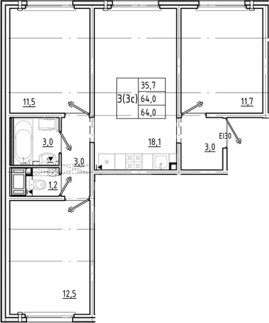 Купить четырехкомнатную квартиру у метро Гражданский проспект в Санкт-Петербурге. Вариант № 8085272, 0, площадь -  квм, цена 11008640 рублей