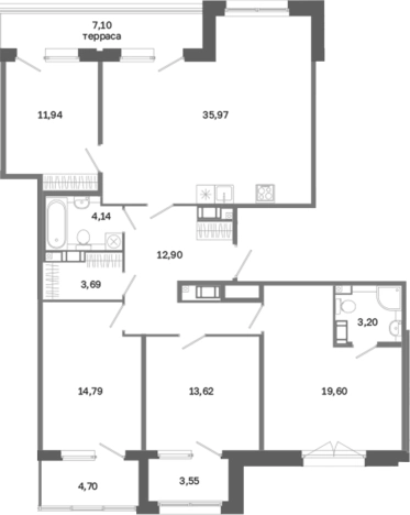 Купить квартиру в новостройках в ЖК Дом на Курской в Санкт-Петербурге. Вариант № 6261062, 0, площадь -  квм, цена 53932500 рублей