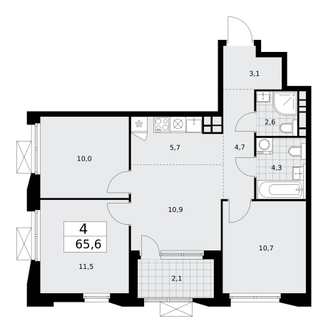 Купить четырехкомнатную квартиру в новостройках на улице Зорге в Москве. Вариант № 834125, 0, площадь -  квм, цена 24033872 рублей