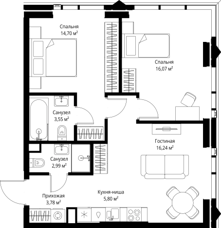 Купить двухкомнатную квартиру у метро Хорошево в Москве. Вариант № 143846, 0, площадь -  квм, цена 44456146 рублей