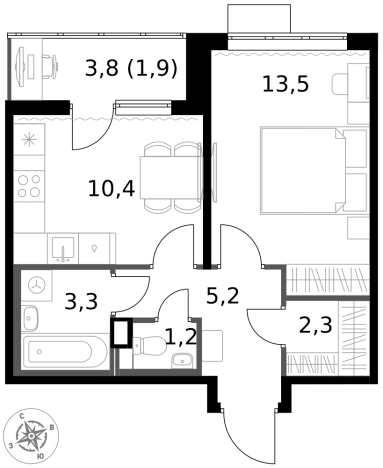 Купить однокомнатную квартиру у метро Физтех в Химках. Вариант № 9712176, 0, площадь -  квм, цена 9296910 рублей
