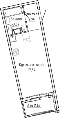 Купить Студию у метро Девяткино в Мурине. Вариант № 8928587, 0, площадь -  квм, цена 5785274 рублей