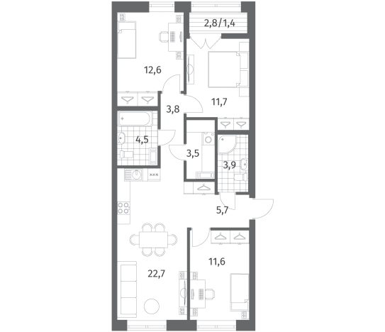 Купить многокомнатную квартиру в новостройках в Ленинградской области. Вариант № 5258500, 0, площадь -  квм, цена 13926000 рублей