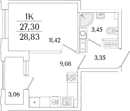 Купить однокомнатную квартиру у метро Бухарестская в Санкт-Петербурге. Вариант № 6258624, 0, площадь -  квм, цена 11061075 рублей