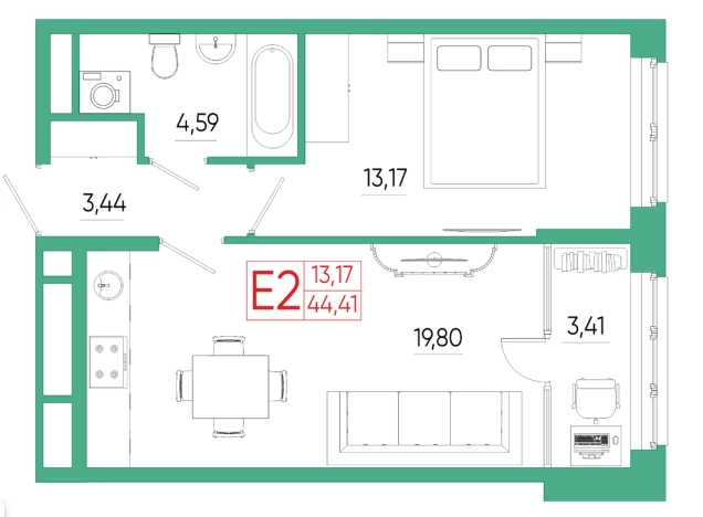 Купить квартиру в ЖК Смарт-квартал на Сурикова в Туле. Вариант № 71444, 0, площадь -  квм, цена 5372278 рублей