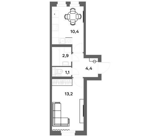 Купить однокомнатную квартиру в ЖК ЭкоКвартал NEGA в Ленинградской области. Вариант № 7830159, 0, площадь -  квм, цена 6400000 рублей