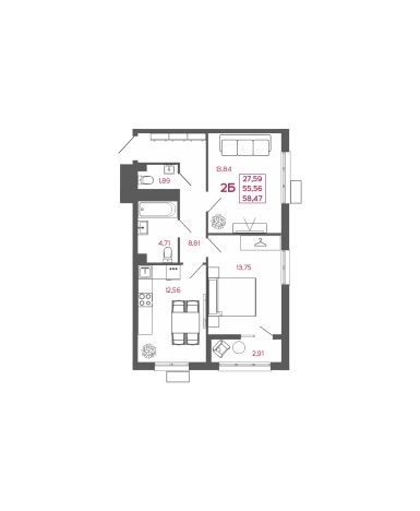 Купить двухкомнатную квартиру в ЖК Жилой комплекс "Дебют" в Пензенской области. Вариант № 7658605, 0, площадь -  квм, цена 5437710 рублей