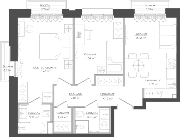 Купить двухкомнатную квартиру в районе Западное Дегунино в Москве. Вариант № 162736, 0, площадь -  квм, цена 36460630 рублей
