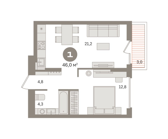 . Вариант № 8529787, 0, площадь - 45.98 квм, цена 9090000 рублей