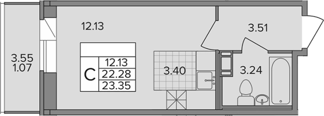Купить Студию в ЖК Капральский в Ленинградской области. Вариант № 6643335, 0, площадь -  квм, цена 4109600 рублей