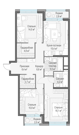 . Вариант № 134658, 0, площадь - 90 квм, цена 23060000 рублей