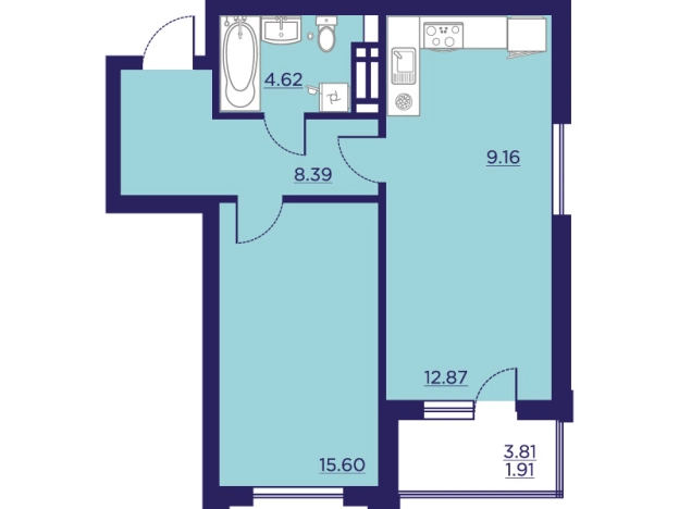 Купить однокомнатную квартиру в ЖК Городские Сады в Воронеже. Вариант № 103198, 0, площадь -  квм, цена 8082190 рублей