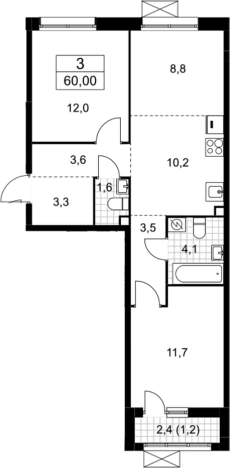 Купить трехкомнатную квартиру в ЖК Родные кварталы в Москве. Вариант № 3951022, 0, площадь -  квм, цена 10118400 рублей