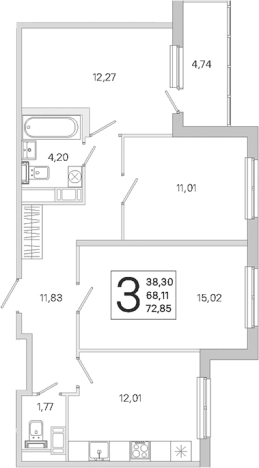 Купить трехкомнатную квартиру в ЖК ЮгТаун. Олимпийские кварталы в Санкт-Петербурге. Вариант № 9638687, 0, площадь -  квм, цена 15740221 рублей