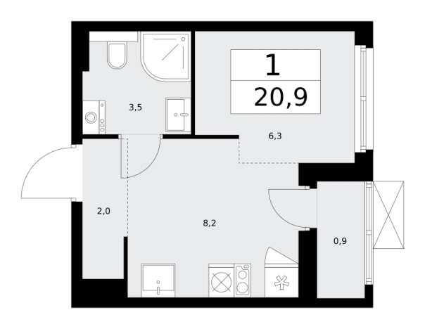 Купить однокомнатную квартиру в ЖК Бунинские кварталы в Москве. Вариант № 489873, 0, площадь -  квм, цена 9617553 рублей