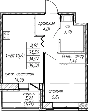 Купить однокомнатную квартиру у метро Проспект Ветеранов в Ленинградской области. Вариант № 8064395, 0, площадь -  квм, цена 5852859 рублей