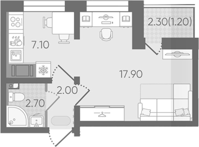 Купить однокомнатную квартиру в новостройках в Санкт-Петербурге. Вариант № 8093571, 0, площадь -  квм, цена 5490157 рублей