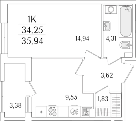 Купить однокомнатную квартиру у метро Бухарестская в Санкт-Петербурге. Вариант № 6257921, 0, площадь -  квм, цена 12540365 рублей