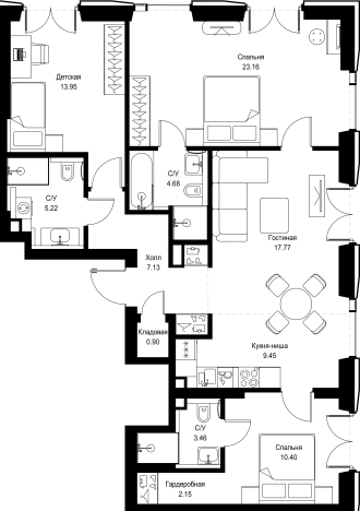 Купить трехкомнатную квартиру в новостройках в районе Можайский в Москве. Вариант № 10349685, 0, площадь -  квм, цена 50520607 рублей