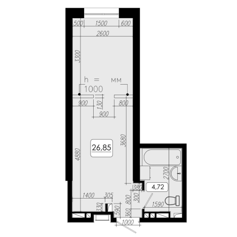 . Вариант № 6802170, 0, площадь - 26.85 квм, цена 6390300 рублей