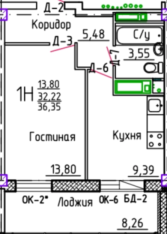 Купить однокомнатную квартиру на улице Спортивная в Республике Татарстан (татарстан). Вариант № 140102, 0, площадь -  квм, цена 5974050 рублей