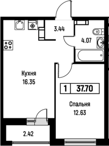 Купить двухкомнатную квартиру в ЖК Урбанист в Мурине. Вариант № 8062028, 0, площадь -  квм, цена 7368239 рублей
