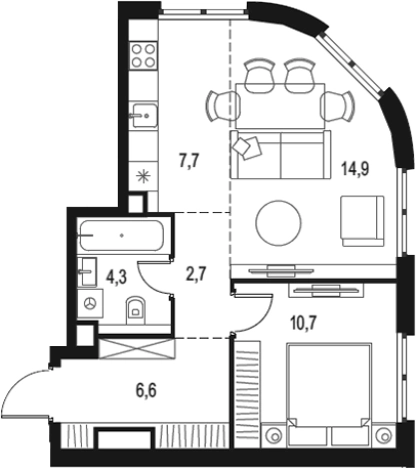 Купить двухкомнатную квартиру в районе Нижегородский в Москве. Вариант № 206280, 0, площадь -  квм, цена 16961008 рублей