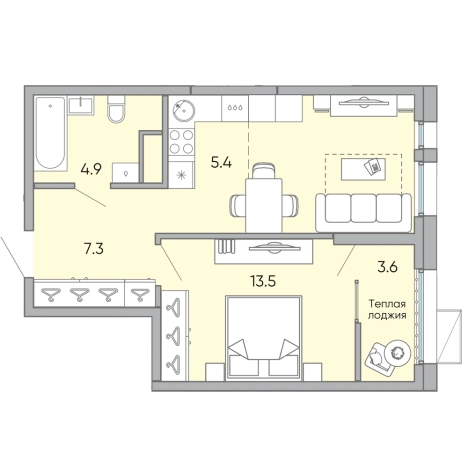 Купить двухкомнатную квартиру в ЖК мкр. Хороший в Чите. Вариант № 151995, 0, площадь -  квм, цена 7378380 рублей