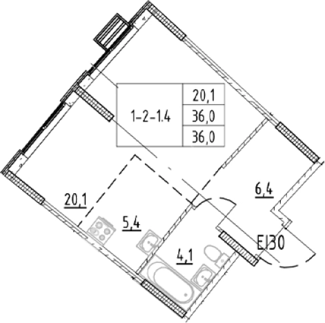 . Вариант № 8780166, 0, площадь - 36 квм, цена 8360806 рублей