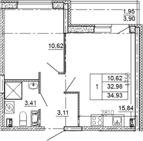 Купить квартиру в ЖК Рубеж в Ленинградской области. Вариант № 7603241, 0, площадь -  квм, цена 4865340 рублей
