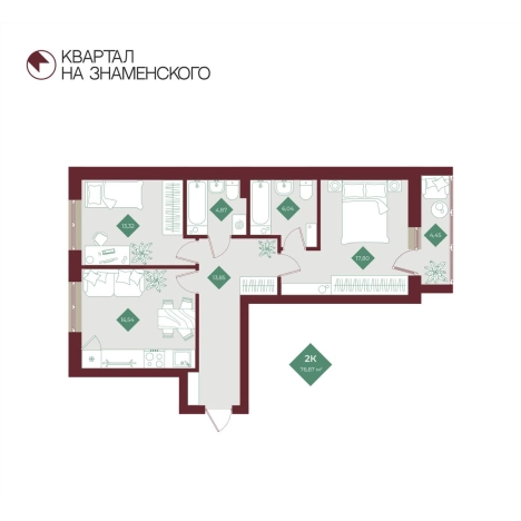 Купить двухкомнатную квартиру в новостройках в Тобольске. Вариант № 162773, 0, площадь -  квм, цена 8430000 рублей