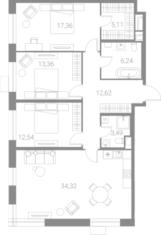 Купить многокомнатную квартиру в ЖК LIFE-Варшавская в Москве. Вариант № 74183, 0, площадь -  квм, цена 34390022 рублей