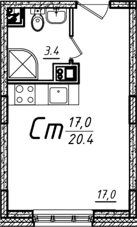 Купить Студию в Подольске. Вариант № 119776, 0, площадь -  квм, цена 5017250 рублей