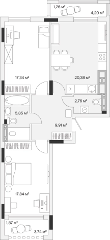 Купить квартиру в новостройках на улице Весенняя в Калининграде. Вариант № 100845, 0, площадь -  квм, цена 11915183 рублей