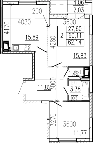 Купить двухкомнатную квартиру у метро Девяткино в Ленинградской области. Вариант № 9095533, 0, площадь -  квм, цена 8744600 рублей
