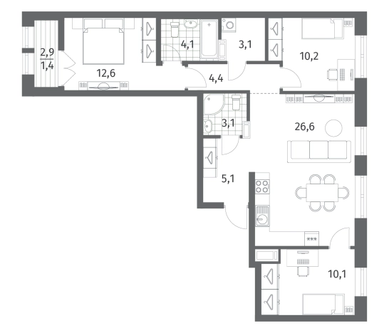 Купить многокомнатную квартиру в новостройках в Ленинградской области. Вариант № 5258022, 0, площадь -  квм, цена 14598000 рублей