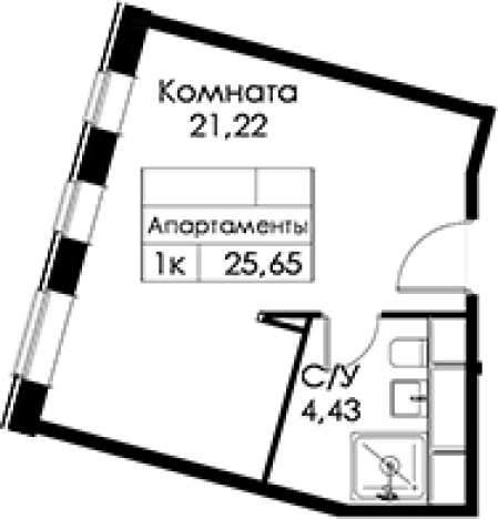 . Вариант № 6250708, 0, площадь - 25.65 квм, цена 7681149 рублей