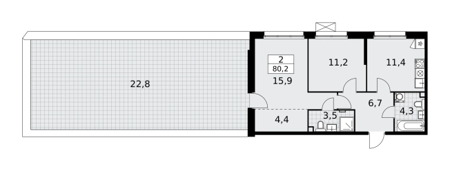 . Вариант № 143347, 0, площадь - 80.2 квм, цена 25946304 рублей