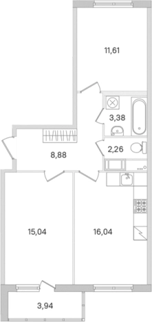 Купить трехкомнатную квартиру у метро Проспект Большевиков в Ленинградской области. Вариант № 8488866, 0, площадь -  квм, цена 9708537 рублей