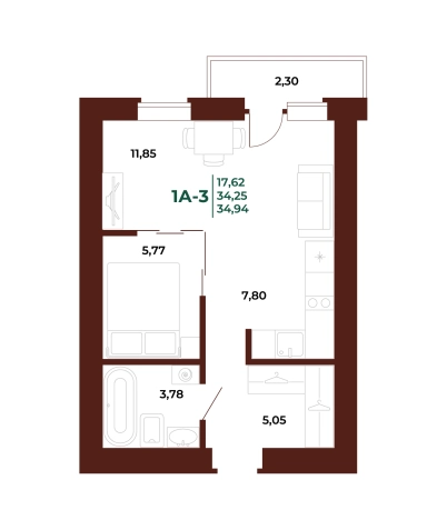 Купить однокомнатную квартиру в новостройках в ЖК Жилой комплекс "Арбери" в Пензе. Вариант № 418564, 0, площадь -  квм, цена 4724160 рублей