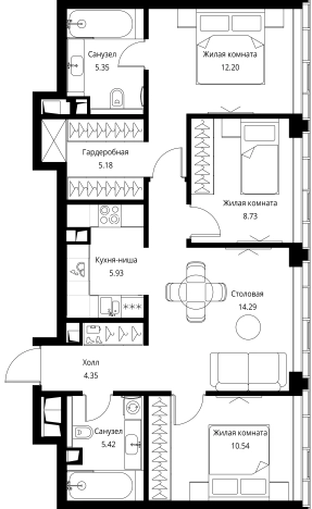 Купить трехкомнатную квартиру на улице Академика Волгина в Москве. Вариант № 143450, 0, площадь -  квм, цена 37354661 рублей