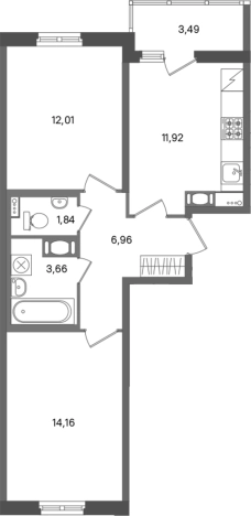Купить двухкомнатную квартиру у метро Парнас в Сертолове. Вариант № 7266165, 0, площадь -  квм, цена 8704710 рублей