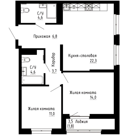 Купить двухкомнатную квартиру в районе Первореченский в Владивостоке. Вариант № 9769346, 0, площадь -  квм, цена 16030400 рублей