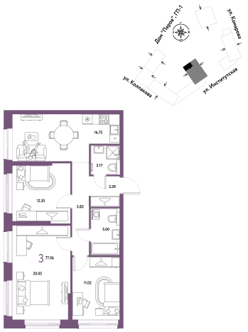 Купить трехкомнатную квартиру у метро Медведково в Мытищах. Вариант № 10440725, 0, площадь -  квм, цена 33453333 рублей