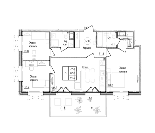 Купить многокомнатную квартиру в новостройках в ЖК Парусная 1 в Санкт-Петербурге. Вариант № 7262542, 0, площадь -  квм, цена 32728000 рублей