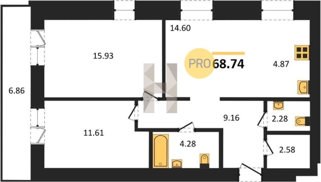 Купить двухкомнатную квартиру в ЖК Znak (Знак) в Удмуртской Республике. Вариант № 65515, 0, площадь -  квм, цена 5849774 рублей