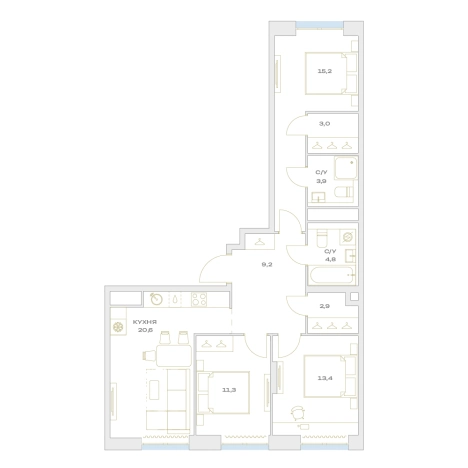 Купить многокомнатную квартиру в новостройках в ЖК Детали в Москве. Вариант № 8686548, 0, площадь -  квм, цена 21051867 рублей