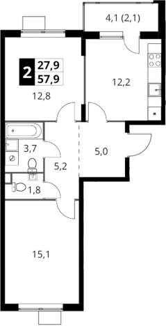 . Вариант № 9822405, 0, площадь - 57.9 квм, цена 16727310 рублей